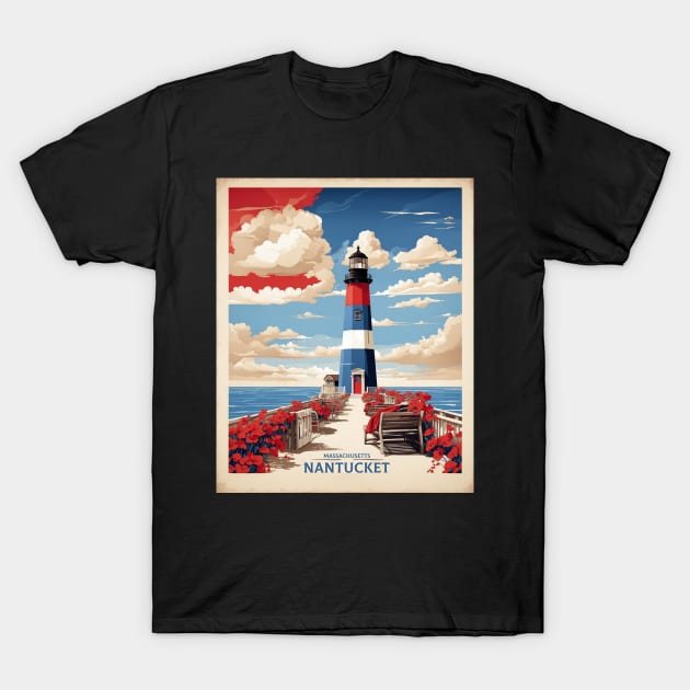 Nantucket Massachusetts United States of America Tourism Vintage Poster T-Shirt by TravelersGems